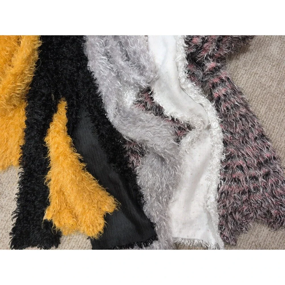 5 Fuzzy Eyelash Skinny Boa Scarf Scarves Black, Gold, White, Silver, Multi